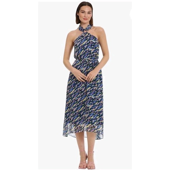 Donna Morgan Dresses & Skirts - DONNA MORGAN Women's Halter Neck with Ring Trim and High Low Midi Size 16